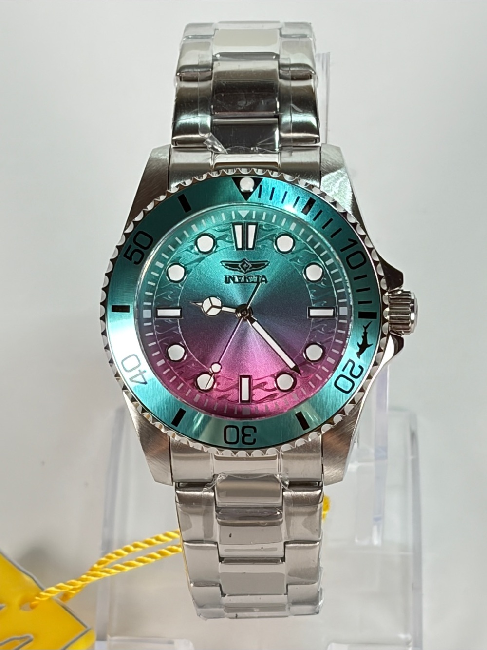 Invicta Pro Diver 34mm Stainless Steel Women’s Watch Teal/Pink Gradient Dial